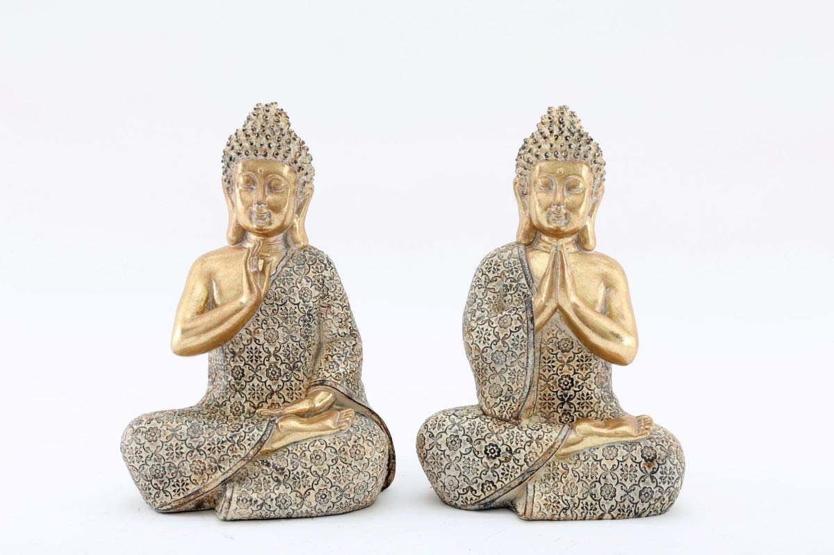 SIL Antique Gold Sitting Thai Buddha Figurine Choice of 2 (Only one supplied)