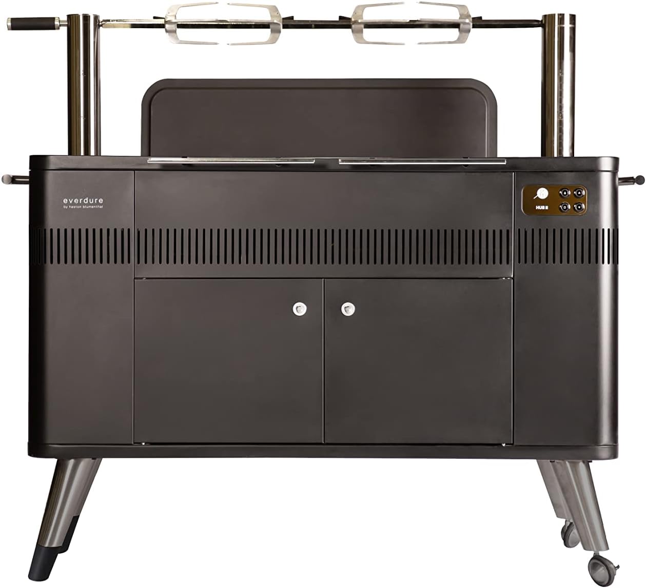 HUB II 54-Inch Charcoal Grill with Patented Built-in Rotisserie System & Quick Electric Ignition, Outdoor BBQ Grill, Electric Starter, Adjustable Height, Easy Clean-Up