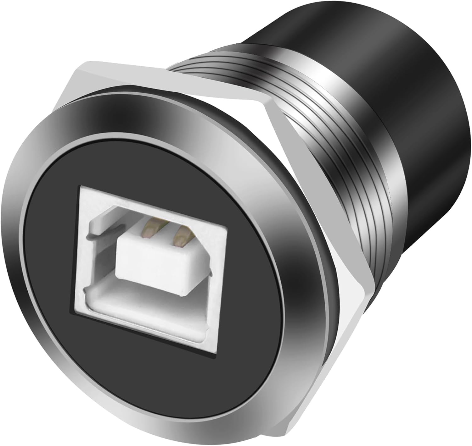 MEIRIYFA USB B auf A Panel Mount Connector Koppler, USB2.0 Typ B Buchse auf USB-A Buchse Runde Konverter Adapter für PC Laptop Drucker Scanner (Silber)