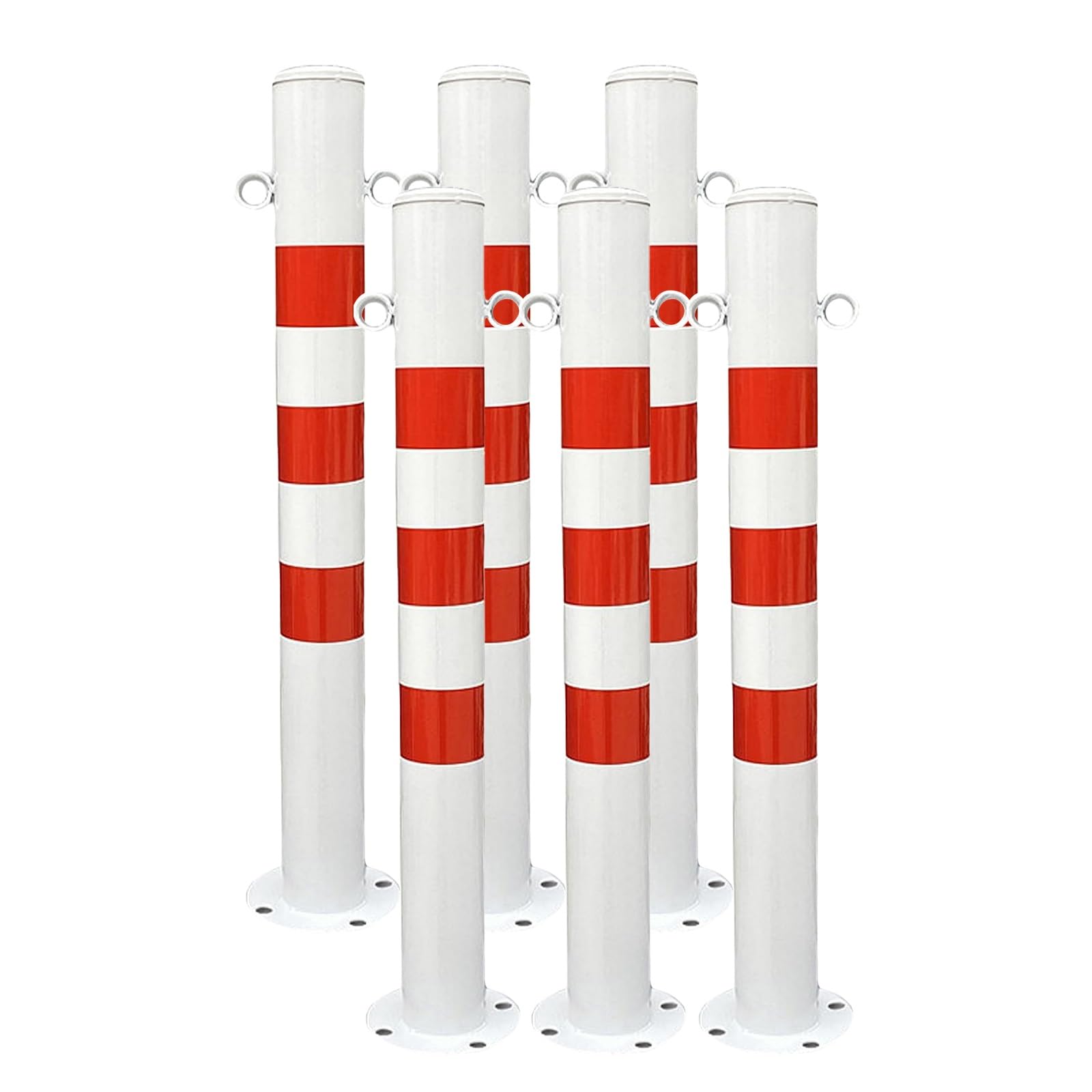 AYCDL Safety Bollard Steel Security Post Barrier Traffic Pole, Rustproof Waterproof Driveway Bollard Post, for Traffic Control/Driveway Barrier/Parking Pole,8pcs, Whi,6pcs