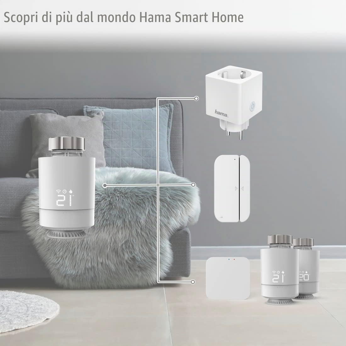 Hama 00176592 Termostato Intelligente per radiatore, Bianco