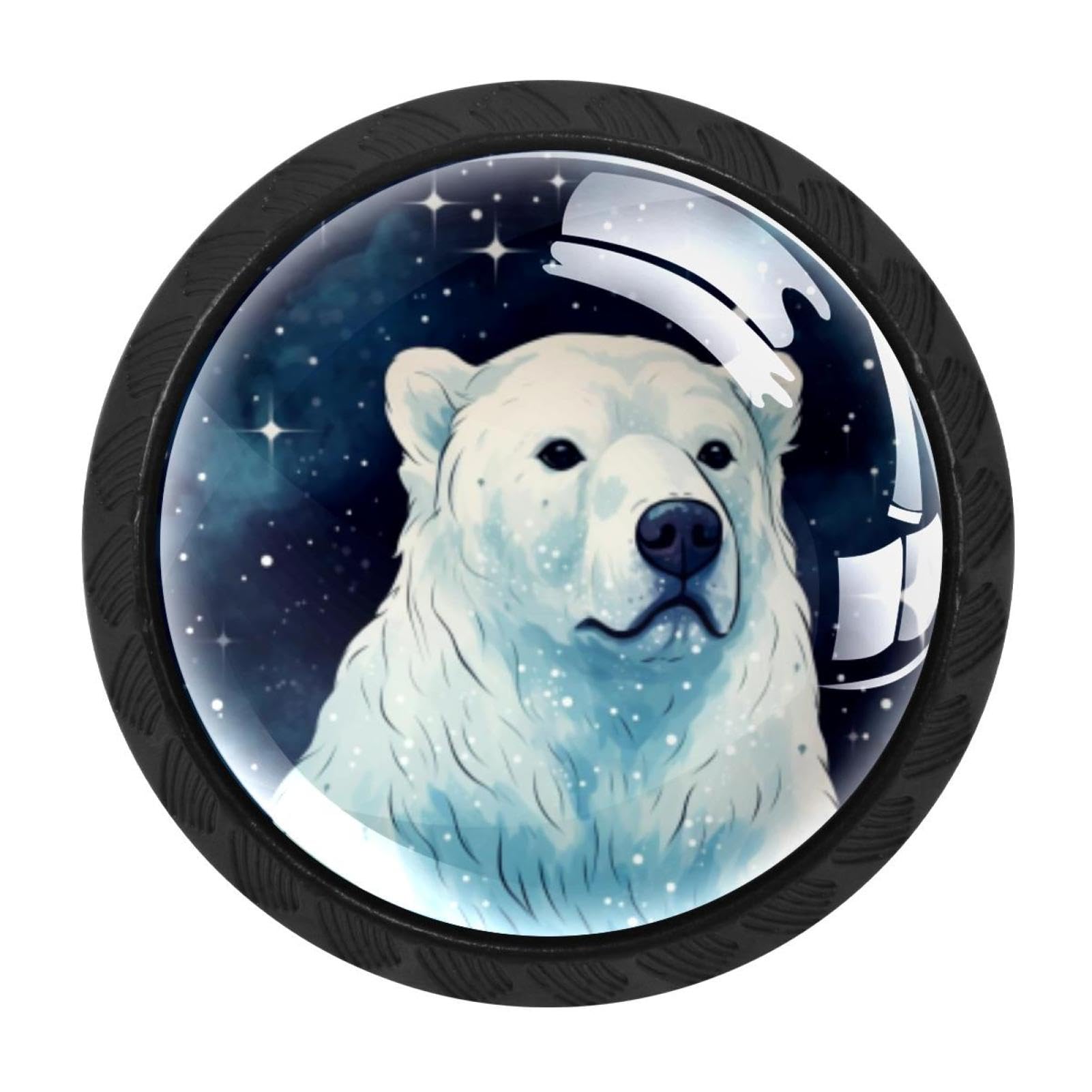 CHENZZZZ 4 Pieces Round Cabinet Knobs Rustic Dresser Knobs, Drawer Cupboard Wardrobe Cabinet Pulls Handles Hardware for Home Kitchen Furniture, Starry Polar Bear