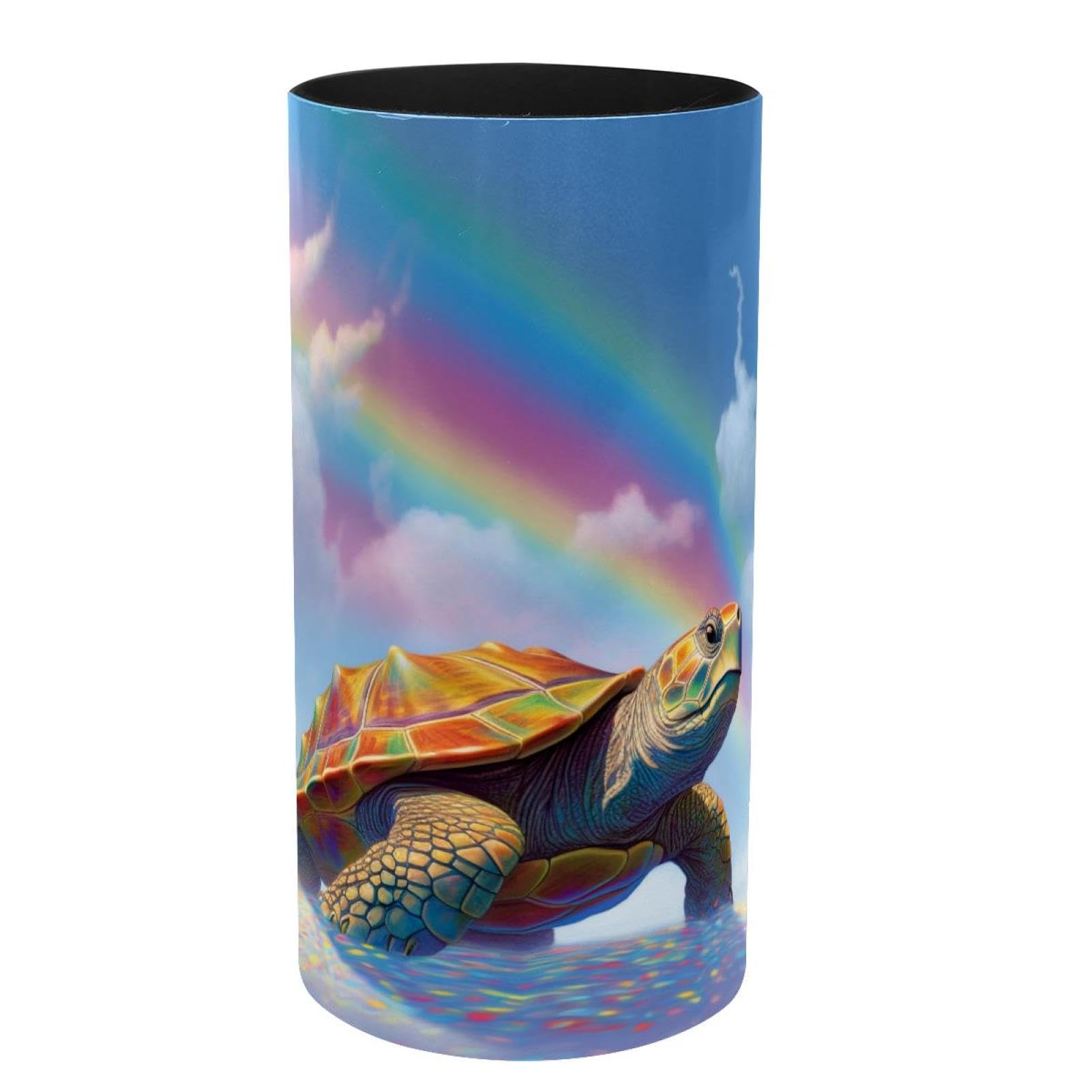 Boîte à musique tortue arc-en-ciel en métal et pot à crayons de bureau