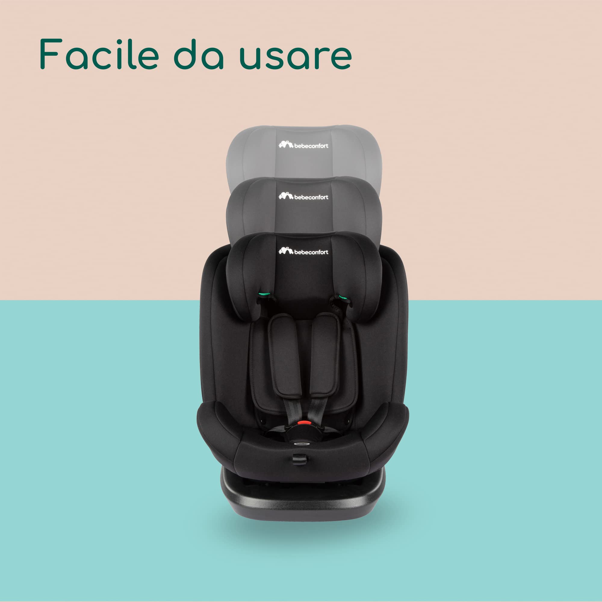 Bebeconfort Ever Fix i-Size Seggiolino Auto 9-36 kg, Seggiolino Isofix Gruppo 123 per Bambini 15 Mesi - 12 Anni, Seggiolino Auto Reclinabile 4 posizioni, Regolabile in Altezza, Colore Black Mist