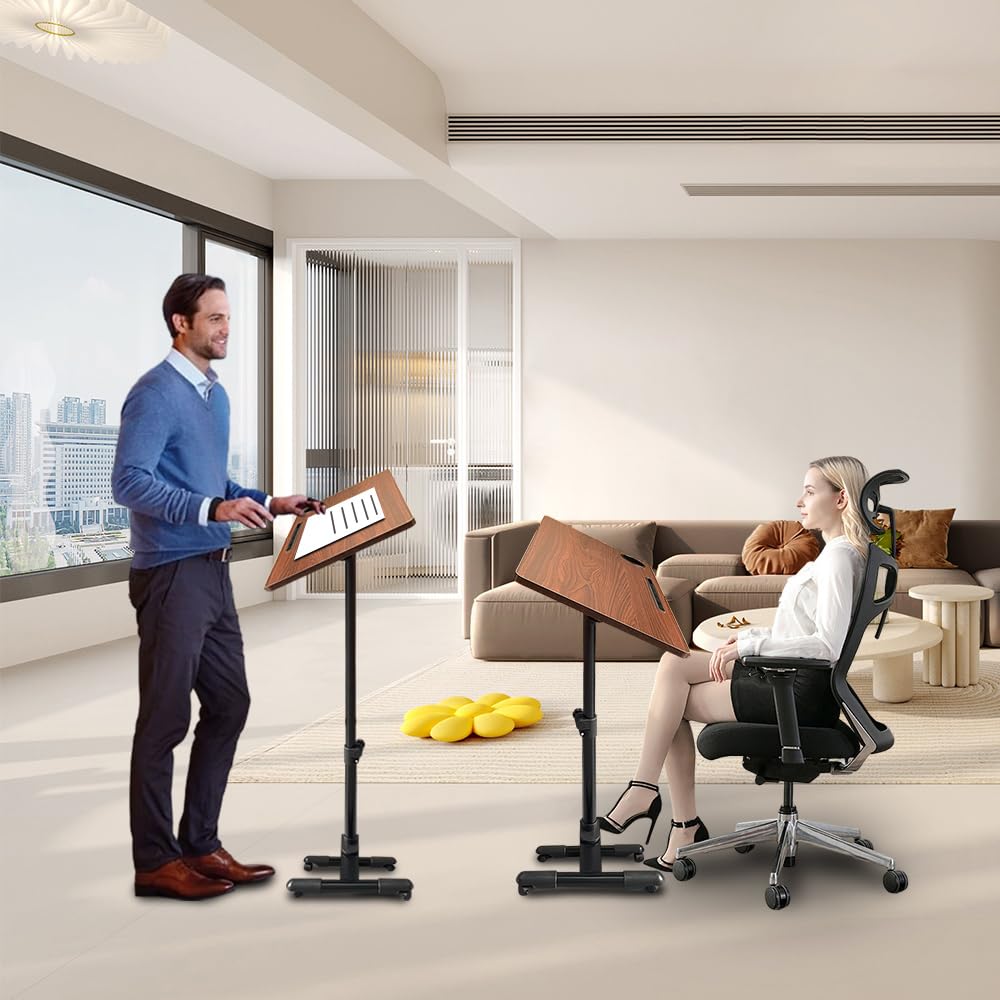 Eosprim Mesita de Noche Médica de Altura Ajustable, Mesa Auxiliar Escritorio con Ruedas Regulable, Mesa Cama para Ordenador Portatil Oculto, Mesita Auxiliares Comer Madera Plegable Sofa