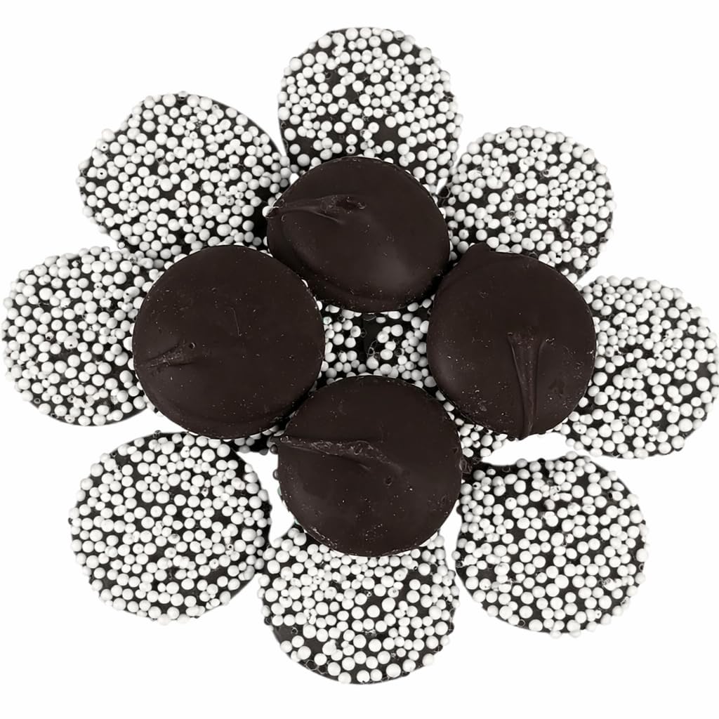 Premium Dark Chocolate Nonpareils with White Seeds, 1 Pound