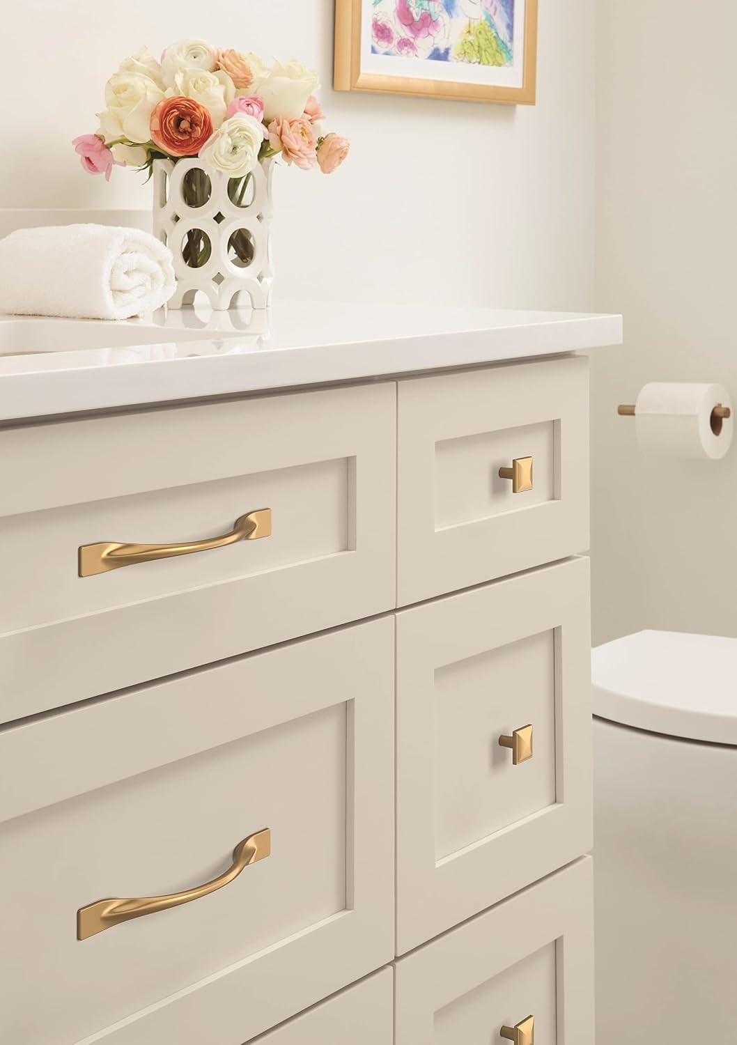 Champagne Bronze Modern Arch Cabinet Pull with Mounting Hardware