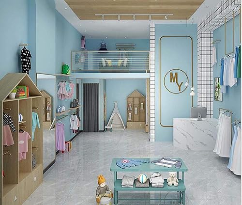 Miniatura 2 de Yasinet 17.71" X 118" Papel pintado azul y verde azulado, papel pintado pelar y pegar de color sólido, papel de contacto moderno, autoadhesivo,