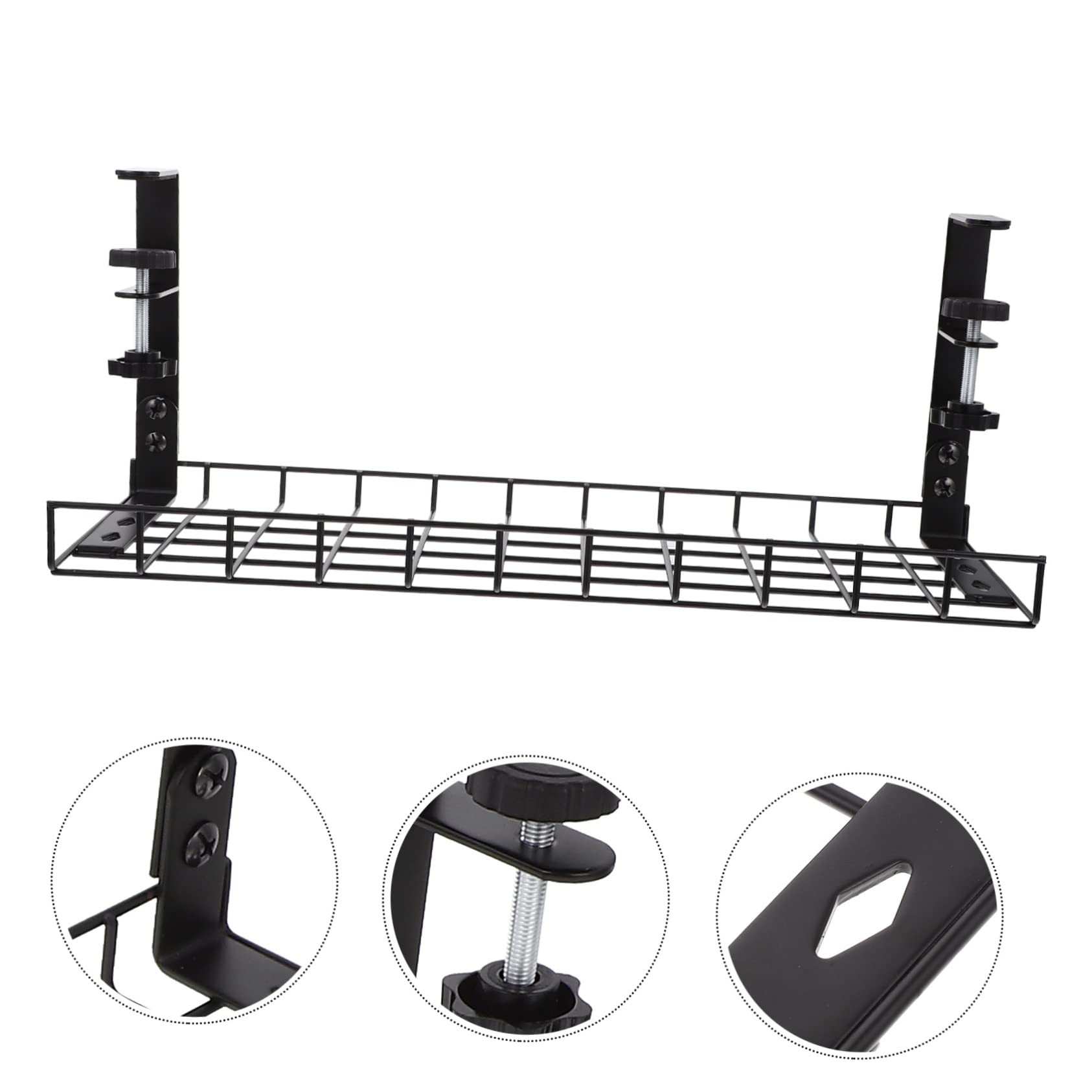 Hemobllo Bandeja de Cables Debajo del Escritorio de Acero Negro Ajustable para Organización Compacta y Almacenamiento de Adaptadores en Oficina
