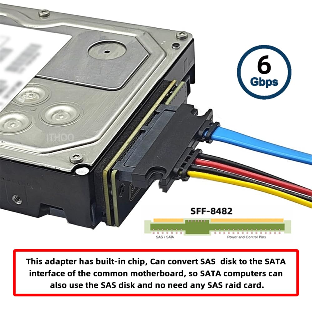 Adattatore RAID per disco rigido SATA SFF-8482 SAS 29 pin a 7+15 22 pin con chipset e porta di alimentazione