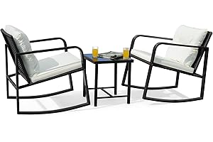 Flamaker Outdoor Patio Furniture Rocking Chair 3 Piece Set