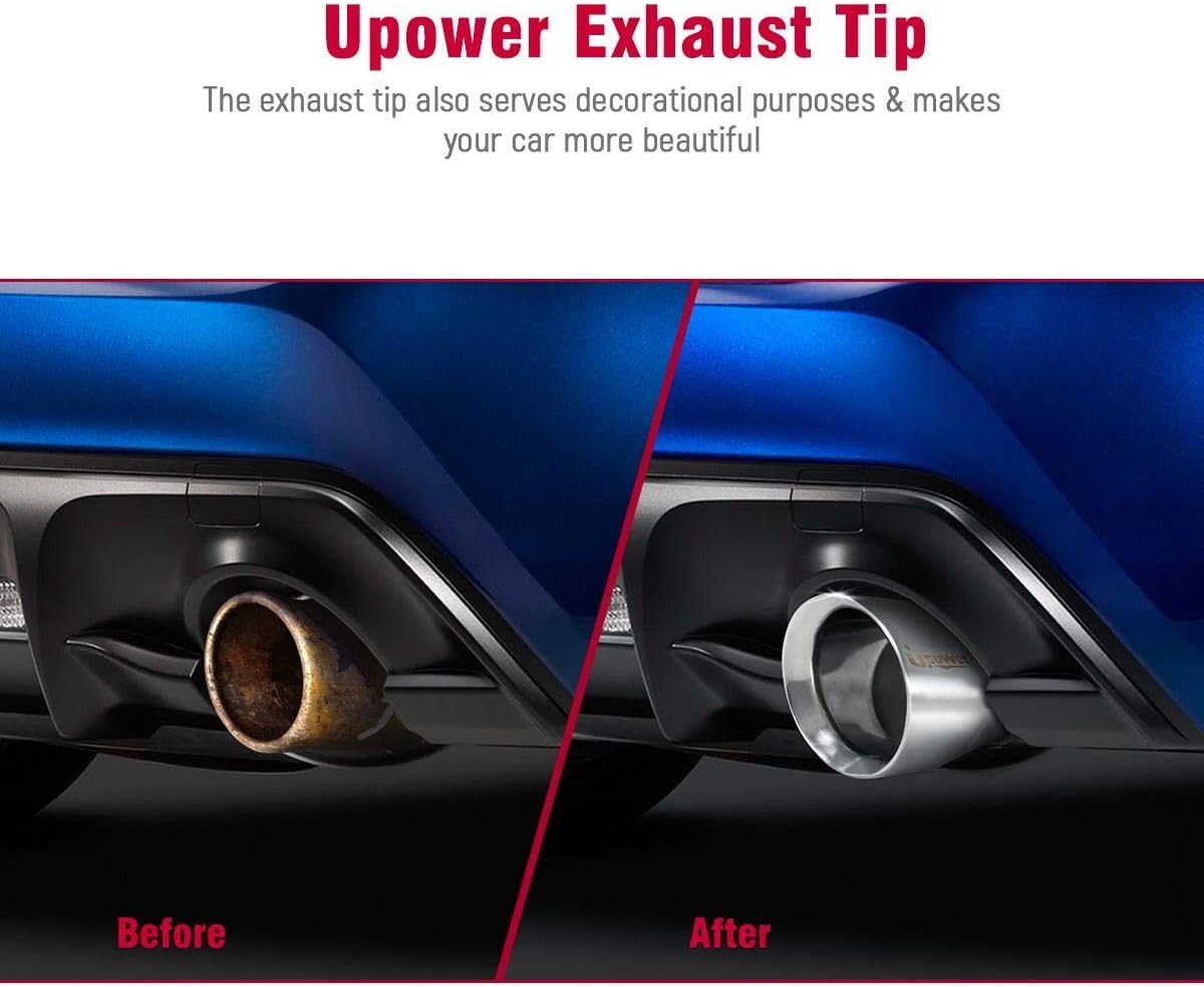 Upower 2.25" to 3" Exhaust Tips 2 1/4 inch Inlet 3 inch Outlet 8" Long Stainless Steel Exhaust Tailpipe Tips Universal for Cars Sedans and Trucks Weld-On Double Wall Thick