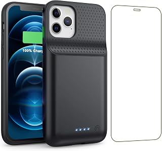 Battery Case for iPhone 12/12 Pro, 10800mAh High Capacity Protective Extended Charger Cover, Ultra-Slim Portable Charging case for iPhone 12/12 Pro Battery Pack (6.1 inch) (Black)