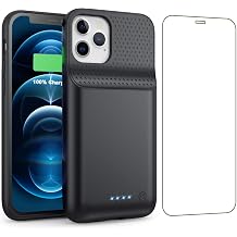 Battery Case for iPhone 12/12 Pro, 10800mAh High Capacity Protective Extended Charger Cover, Ultra-Slim Portable Charging case for iPhone 12/12 Pro Battery Pack 6.1 inch Black