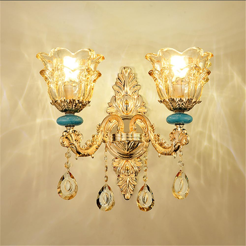 HYJAUSXB Crystal Wall Lamp LED - Luxury Warm Lighting for Living Room, Bedroom, Bedside, Background Wall, Corridor, Villa, Hotel