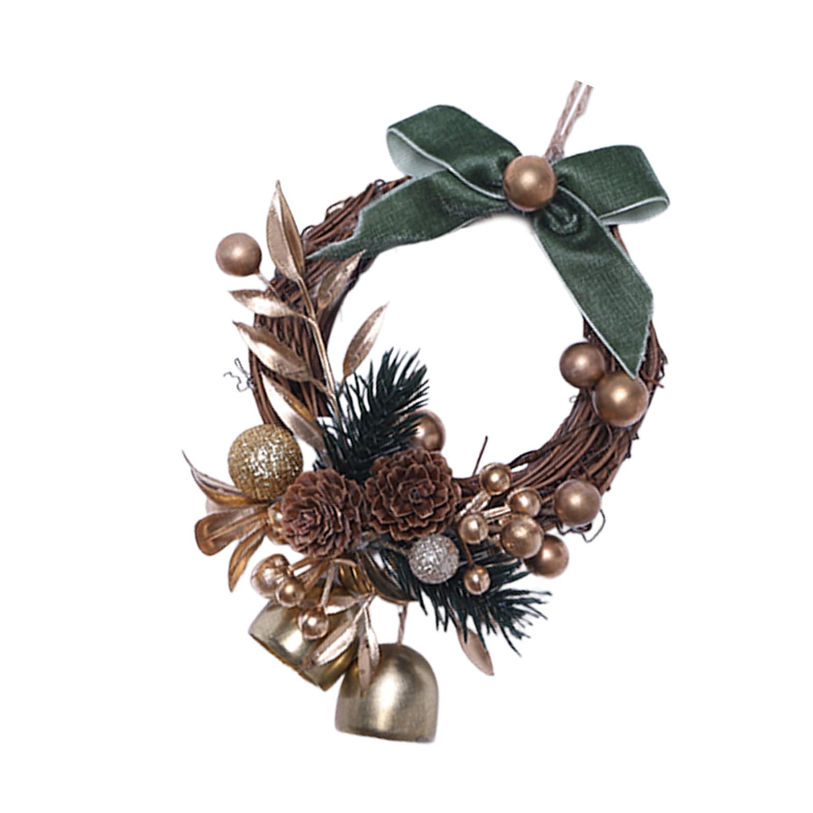 Kalttoy Christmas Wreath Bells Pinecone Ornament Decorative Door Hanging Holiday Decoration Christmas Door Ornament