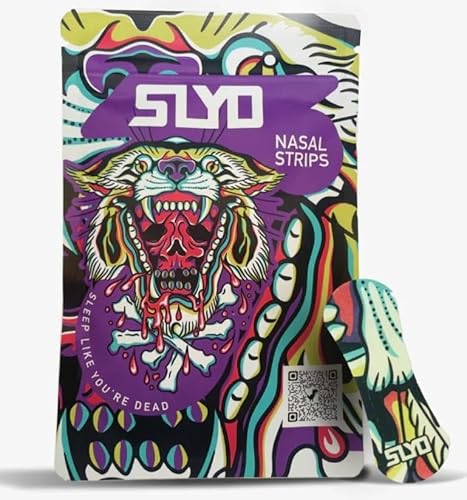 SLYD Max Flow Nasal Strips Tiger 35 Pack - Extra Strong Silk Material, 20% More Airflow, Sweat-Proof Adhesive for Snoring Relief, Better Sleep, Workouts & Nasal Congestion (35 Count)