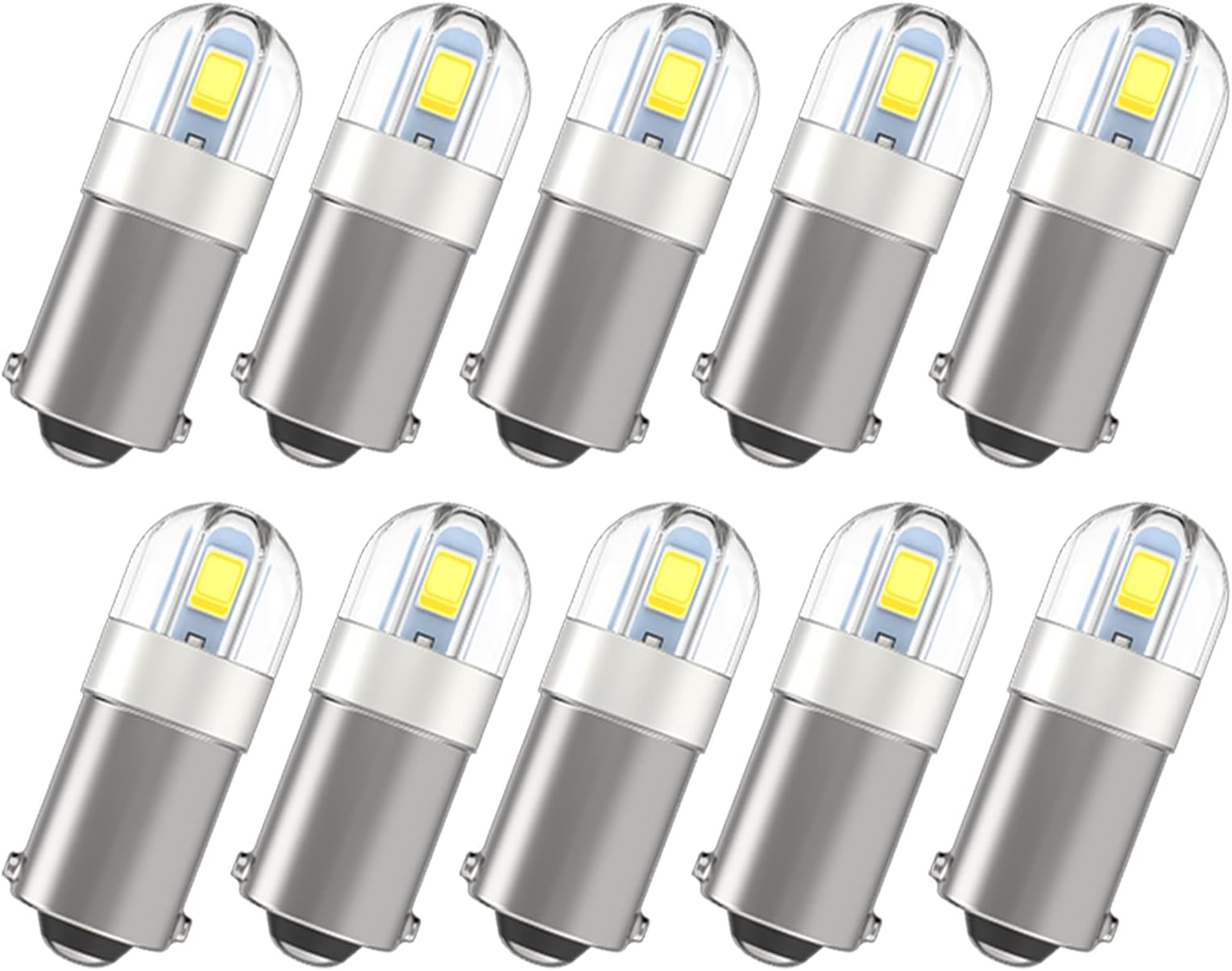 Serundo Auto BA9S Led Car Bulb BA9 1895 1891 53 57 Led Car Bulb, 2SMD 3030Chips 6000K White 47830 64111 3893 LED Car Bulb for Car Interior Dome Map License Plate Glove Box Light etc, Pack of 10pcs
