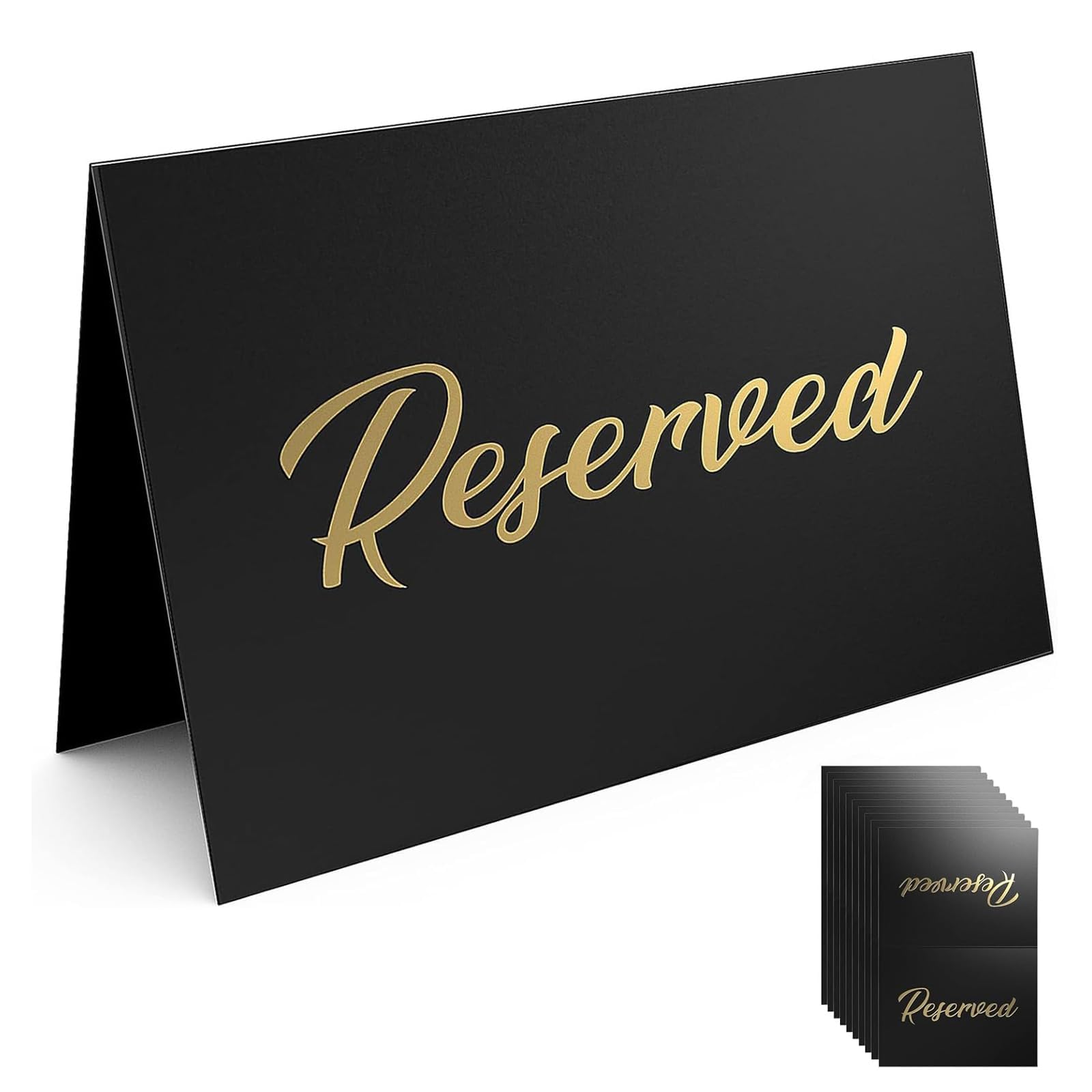 10 PCS Reserved Signs for Tables - Double Sided Reserved Sign for Wedding - Black Table Signs Cards for Restaurant Party Event