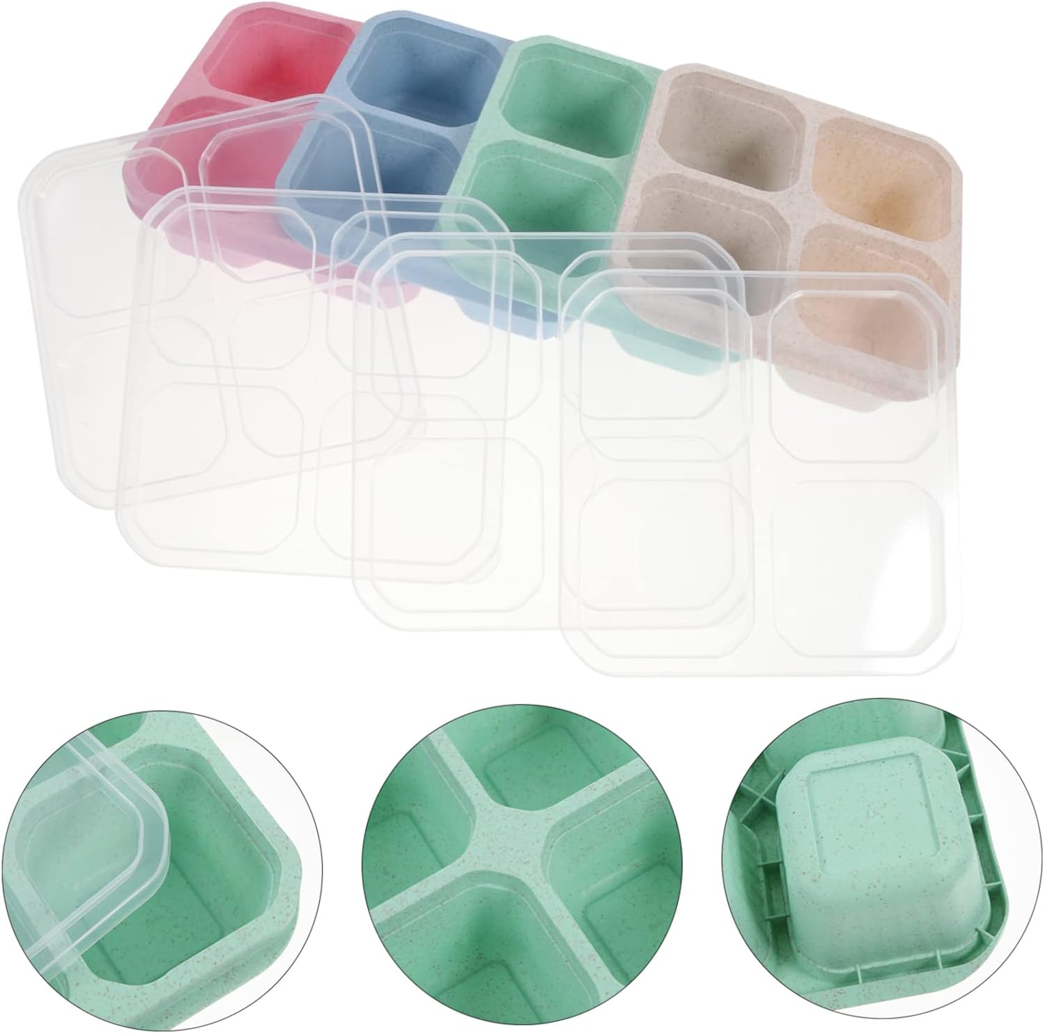4 Piece Plastic Snack Bowl Set for Foods and Snacks, Lid