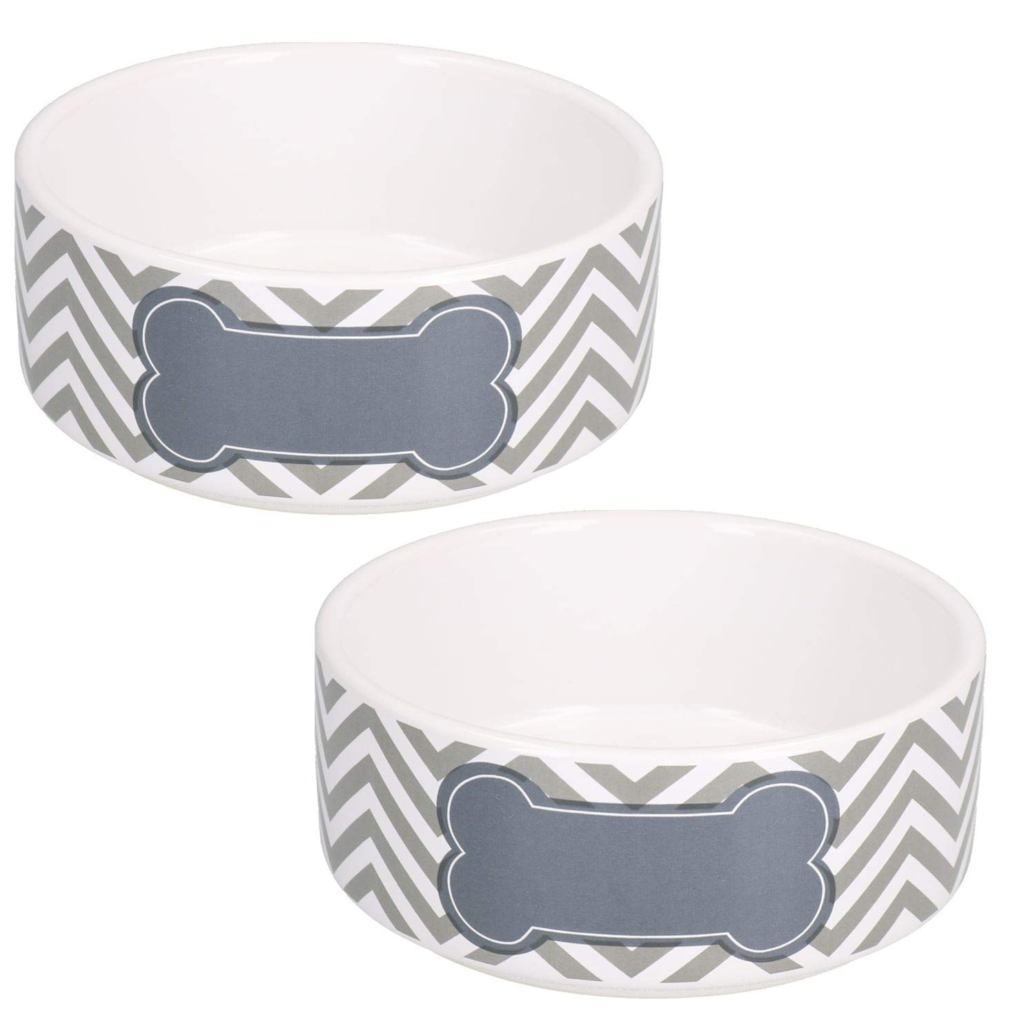 Gamelle à eau pour petit chien motif chevrons gris 400 ml lot de 2
