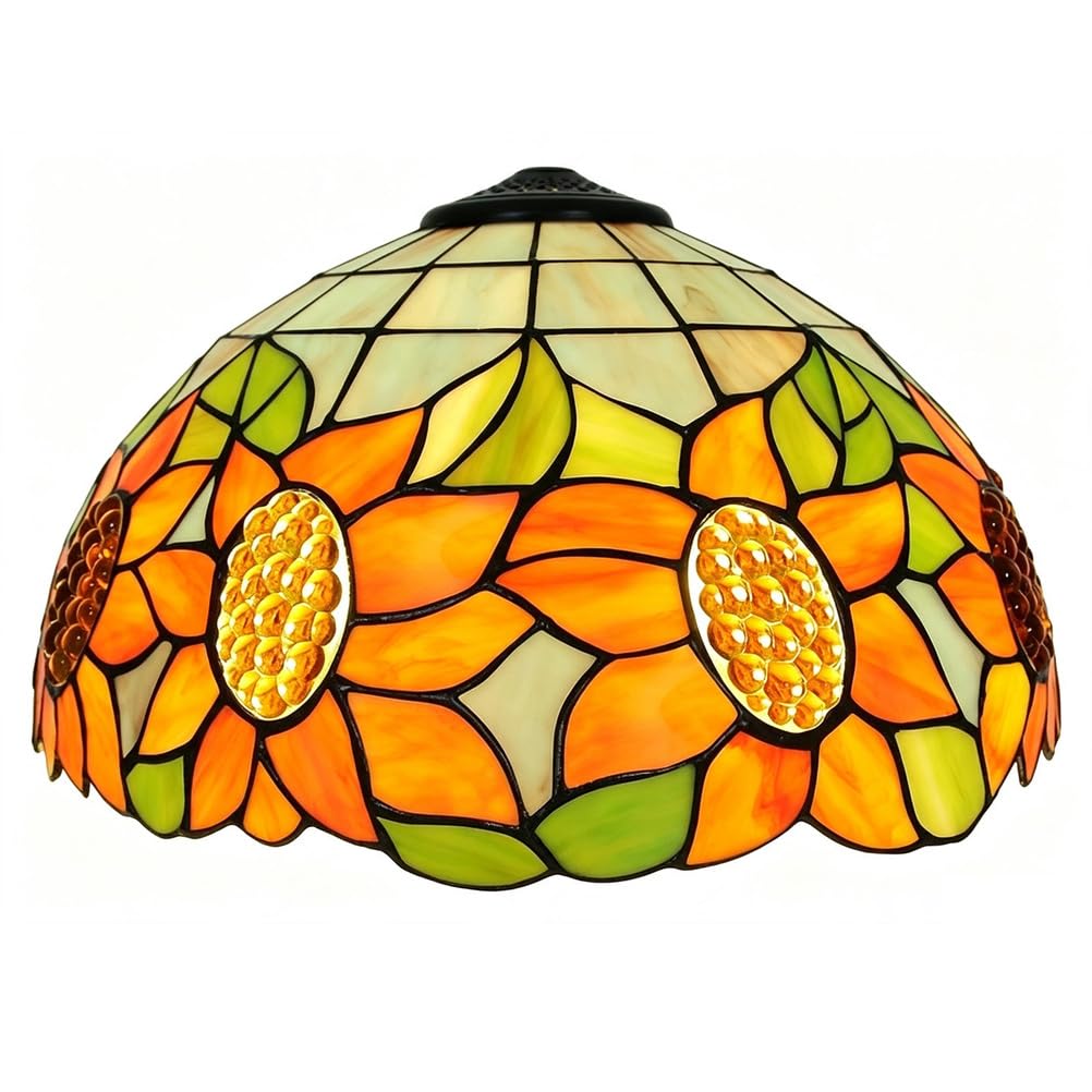 GDLight Tiffany Style Stained Glass Lamp Shade, Sunflower Replacement Lampshade, 40cm