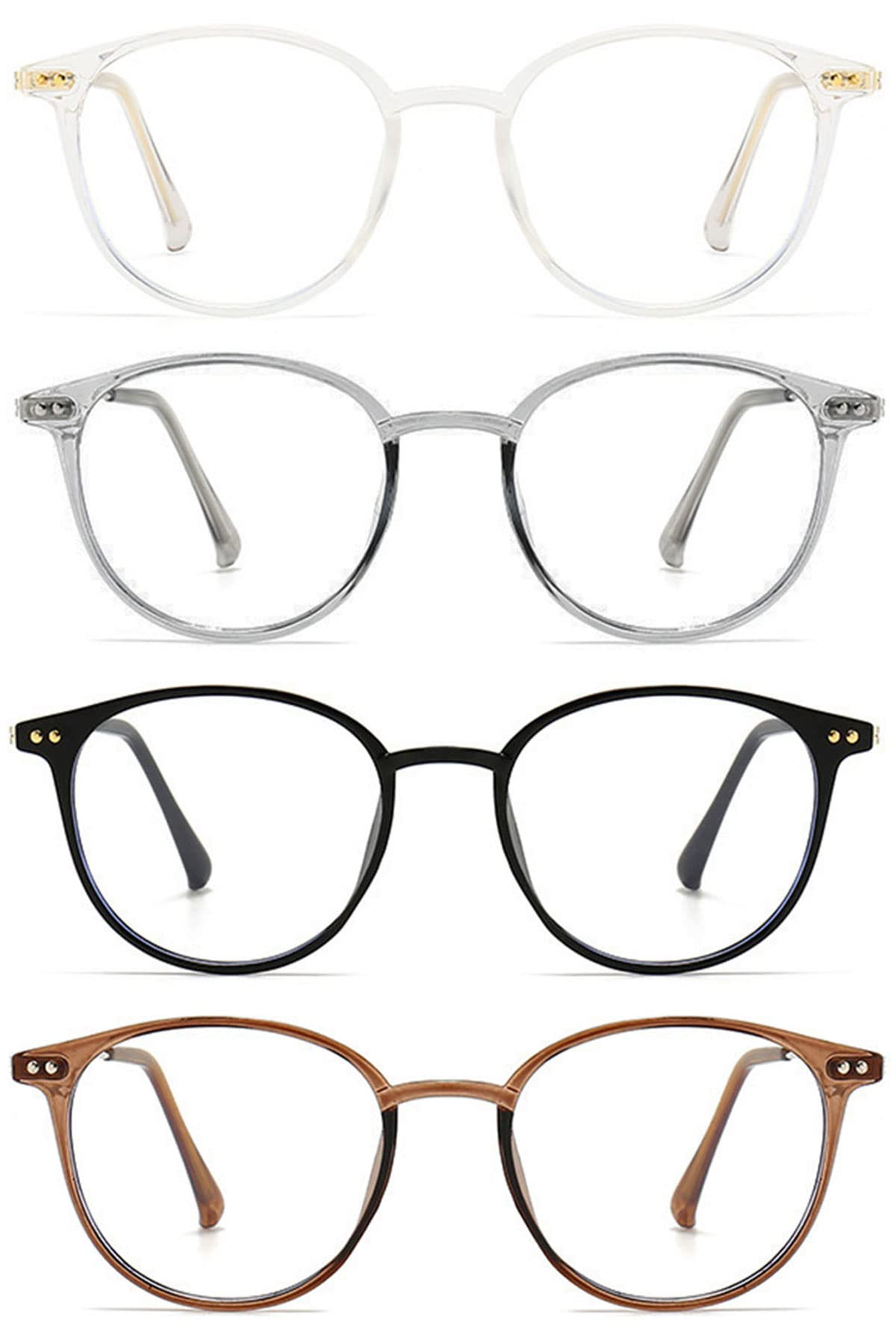 KOOSUFA Mode Rund Anti Blaulicht Lesebrille Damen Herren Metallbügel Ultra Leicht Computerbrille Lesehilfe 0.0 1.0 1.5 2.0 2.5 3.0 3.5 4.0