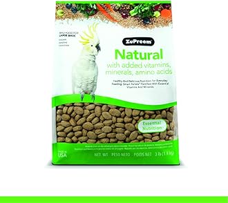 Zupreem Natural Avian Diet ,Food For Large Parrots 3Lb 1.4 Kg, 230357, 3 Lb/Large