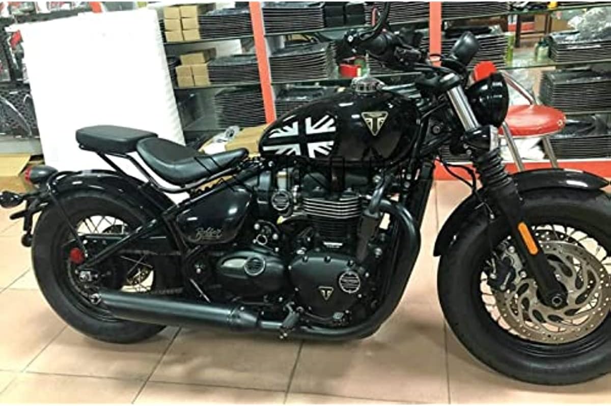 Rear Luggage Rack with Passenger Seat Pad Mat Cushion Made for Triumph Bonneville Bobber 2017 2018 2019 2020 2021 2022 2023 2024 2025-present 17 18 19 20 21 22 23 24 25 Black