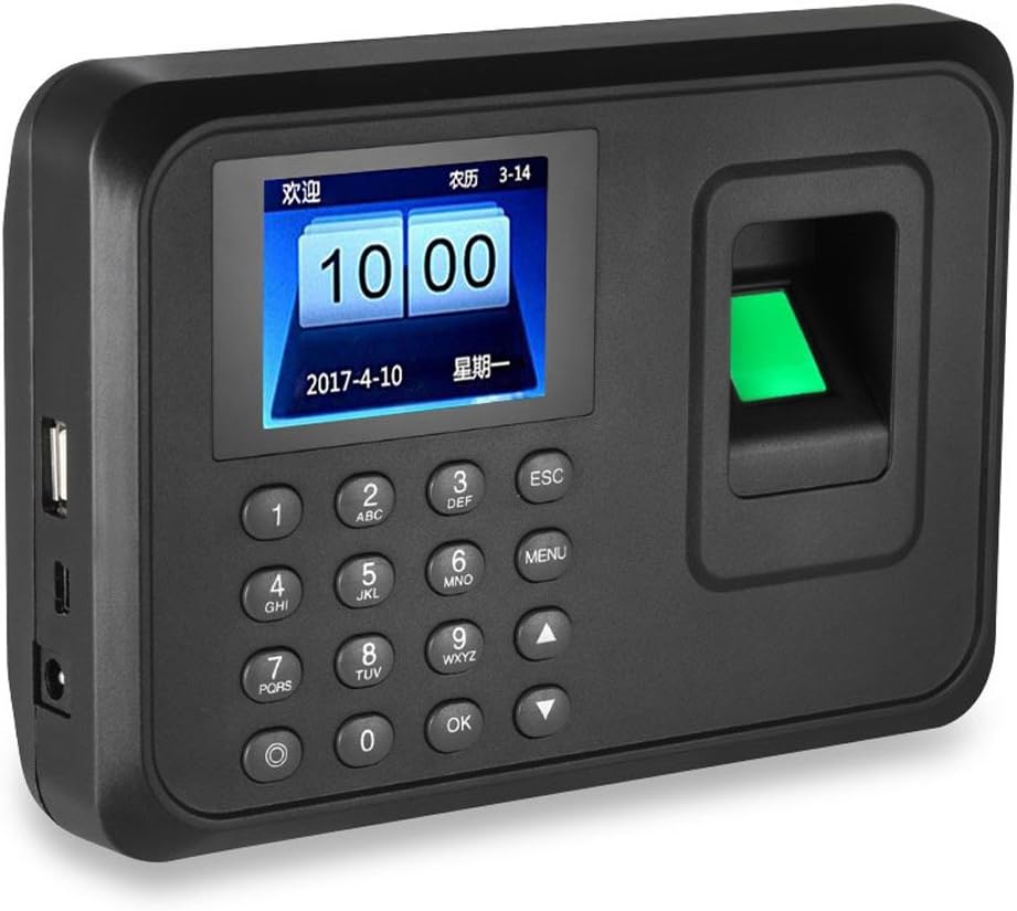 LIBO Biometric Fingerprint Time Attendance Machine Employee Checking-in Payroll Recorder Clock System, 2.4inch Screen, Support USB Record, 600 User Fingers for Factory Office Employee Checking-in