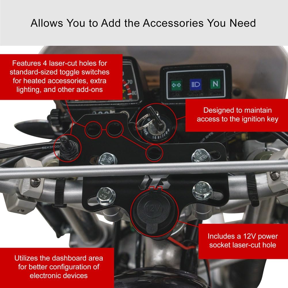 Tusk Accessory Dash Panel Black Powder Coated Compatible with Yamaha TW200 1990-2026