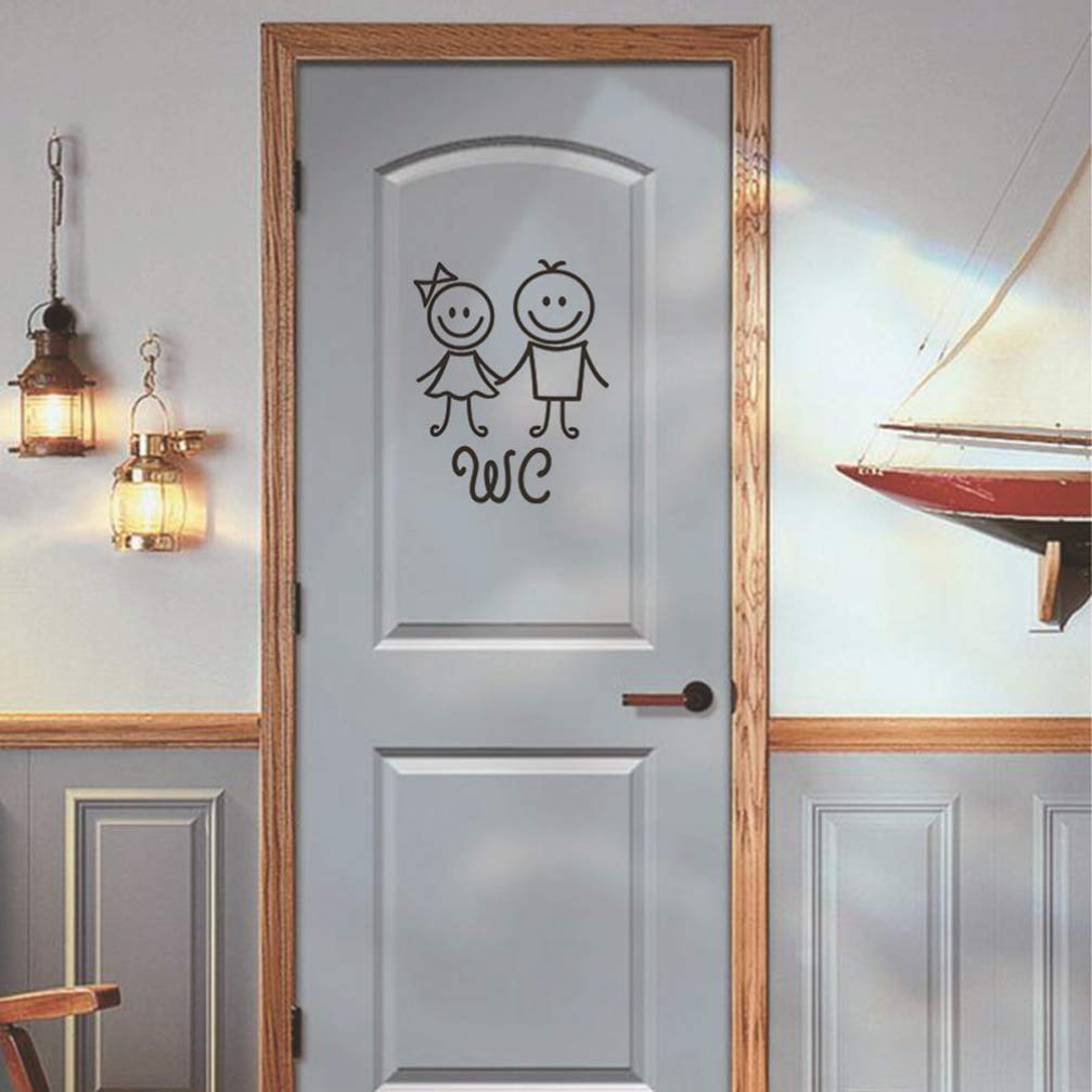 WINOMO Funny Bathroom Sign Toilet Door Sign Removable Cartoon WC ...