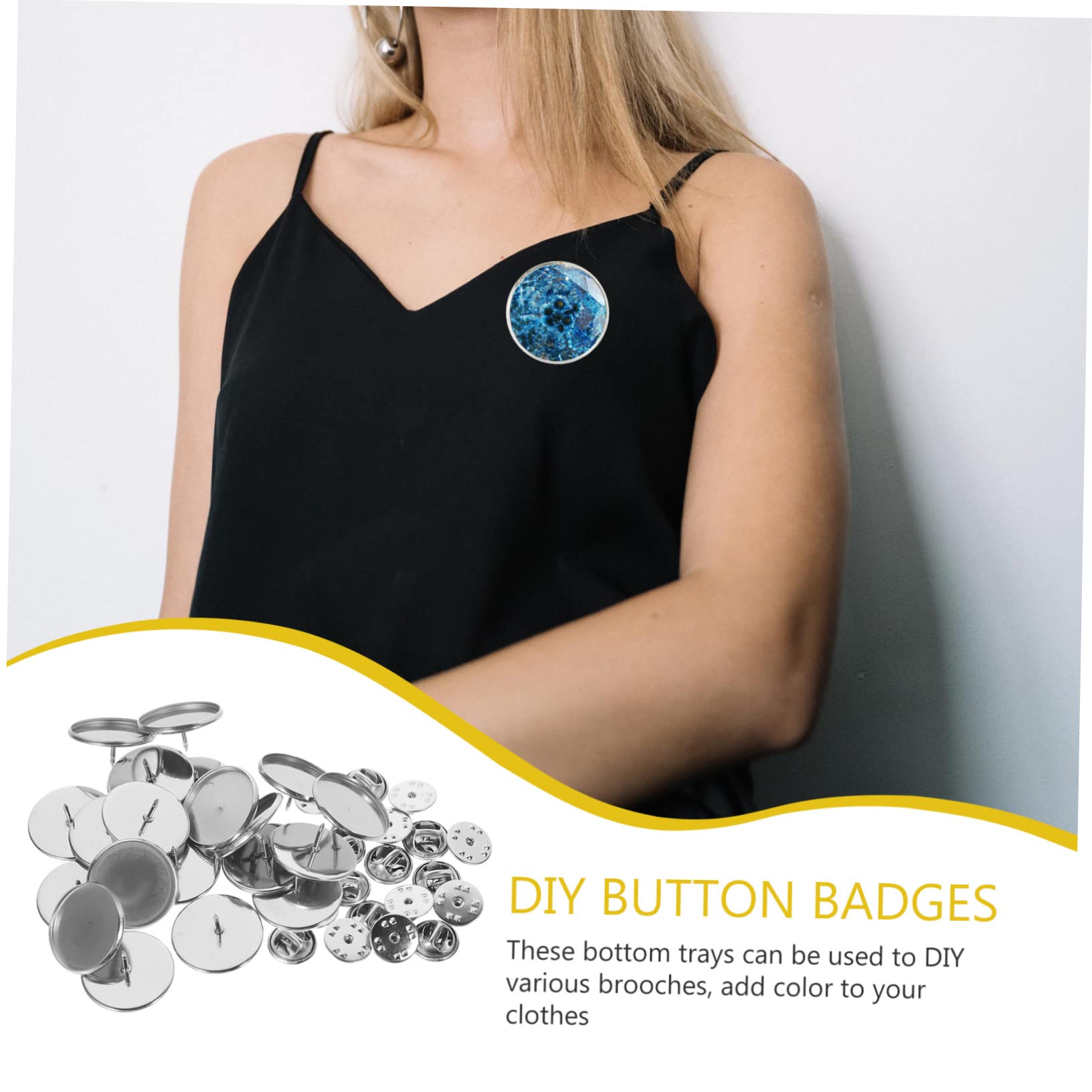 80juegos Base De Inoxidable Para Broches Accesorios Para Fabricación De y Joyas Para Decoraciones Personalizadas