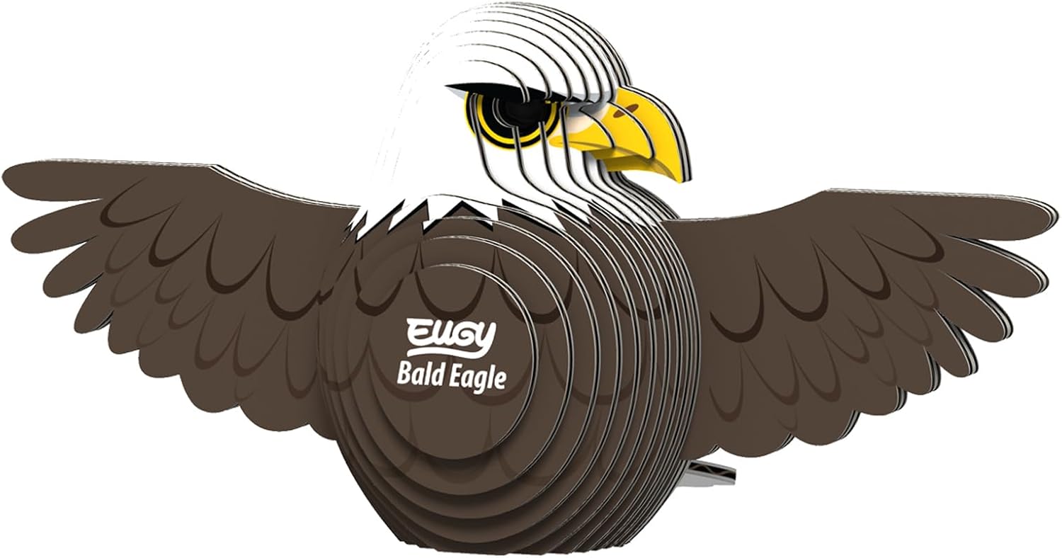 Eugy Bald Eagle 3D Puzzle, 22 Piece Eco-Friendly Educational Toy Puzzles for Boys, Girls & Kids Ages 6+