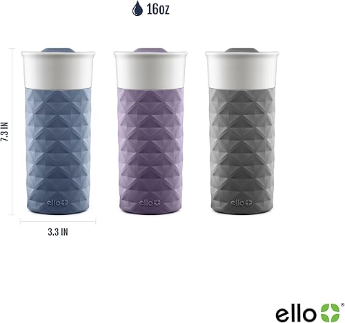 Vista 4 de Termo de viaje Ogden de Ello, de cerámica sin BPA, con tapa, 16 oz Violeta intenso