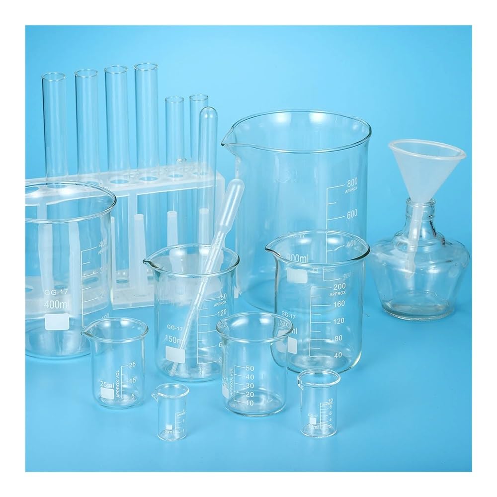 Zestaw 2 lub 3 zlewek laboratoryjnych z miarką z wylewką, 5-500 ml (3 szt. o dużej pojemności 250 ml)