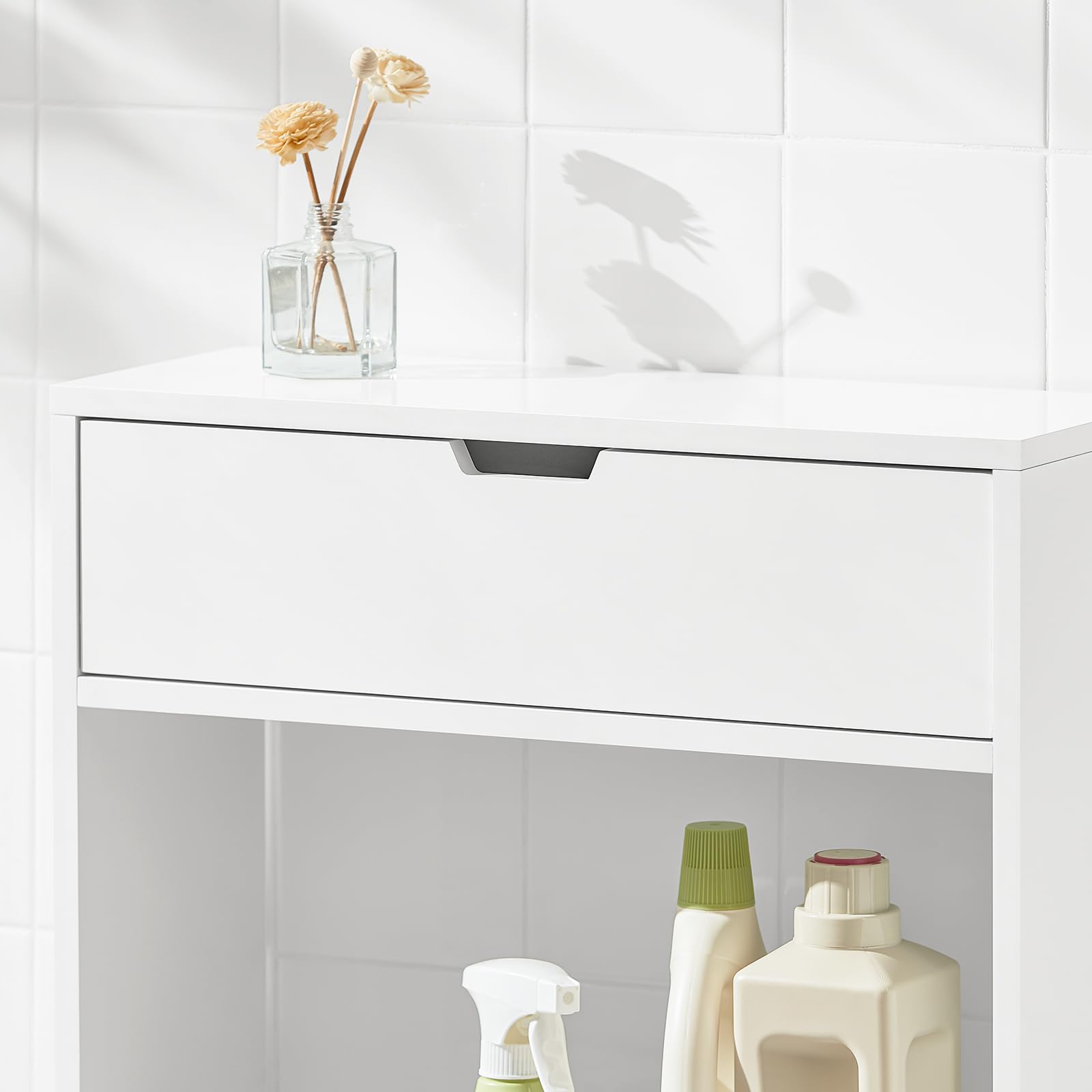 SoBuy Meuble Salle de Bain Compact, Meuble de Rangement WC, 20x55x60 cm