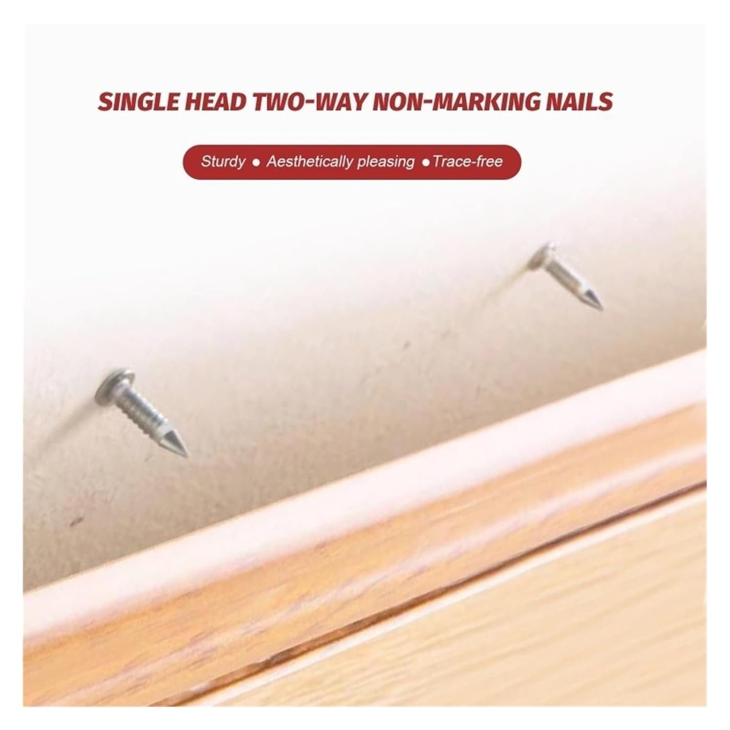 Double Headed Nails Double Headed Nails 300pcs Head Seamless Skirting Thread Nail Without Marks Metal Rust-Proof Wood No Trace Fixator