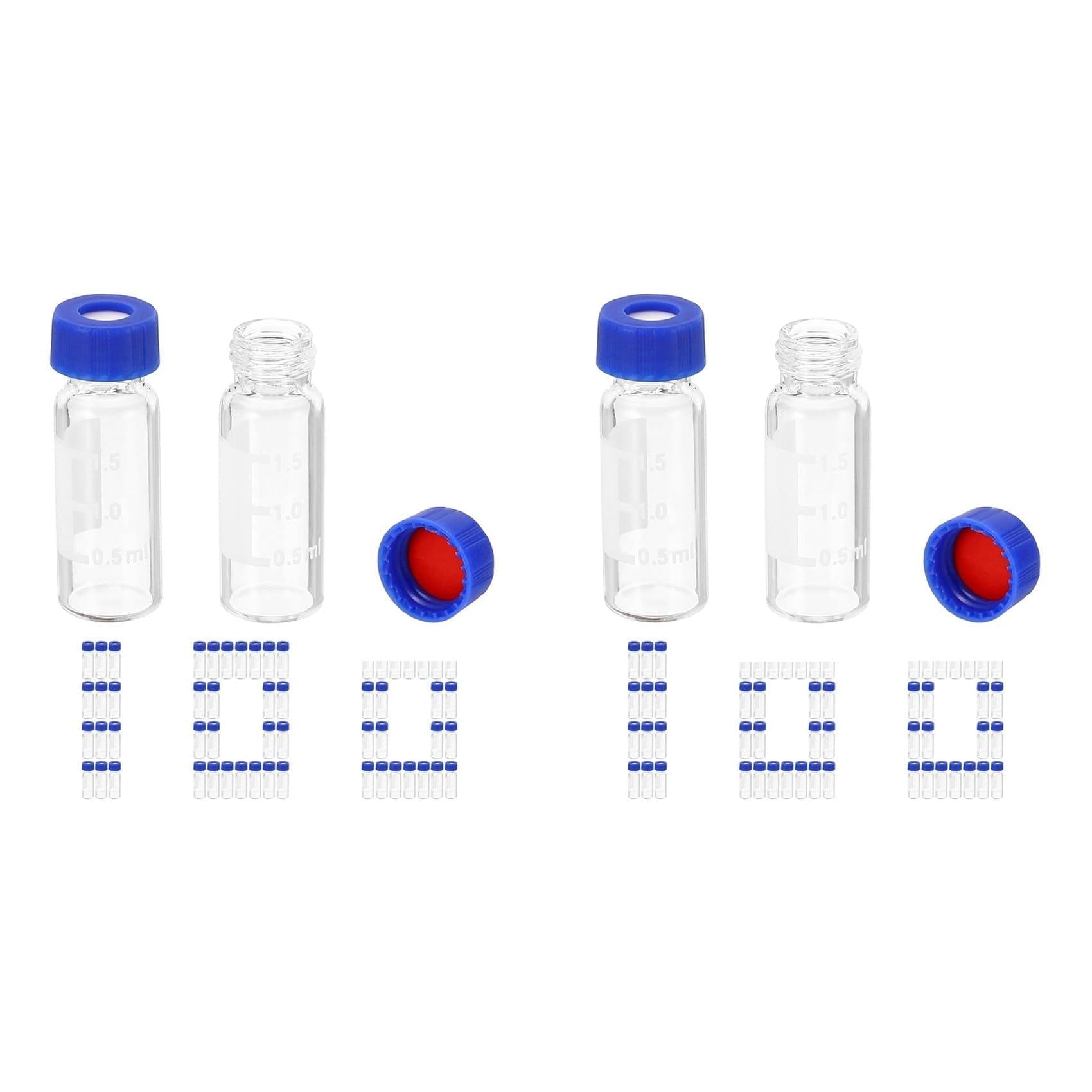 Jnchdghwa 2ml Autosampler Vial, HPLC/Vials 9-425 Lab Clear Vials Sample Vial Cap Writing Patch 200PCS