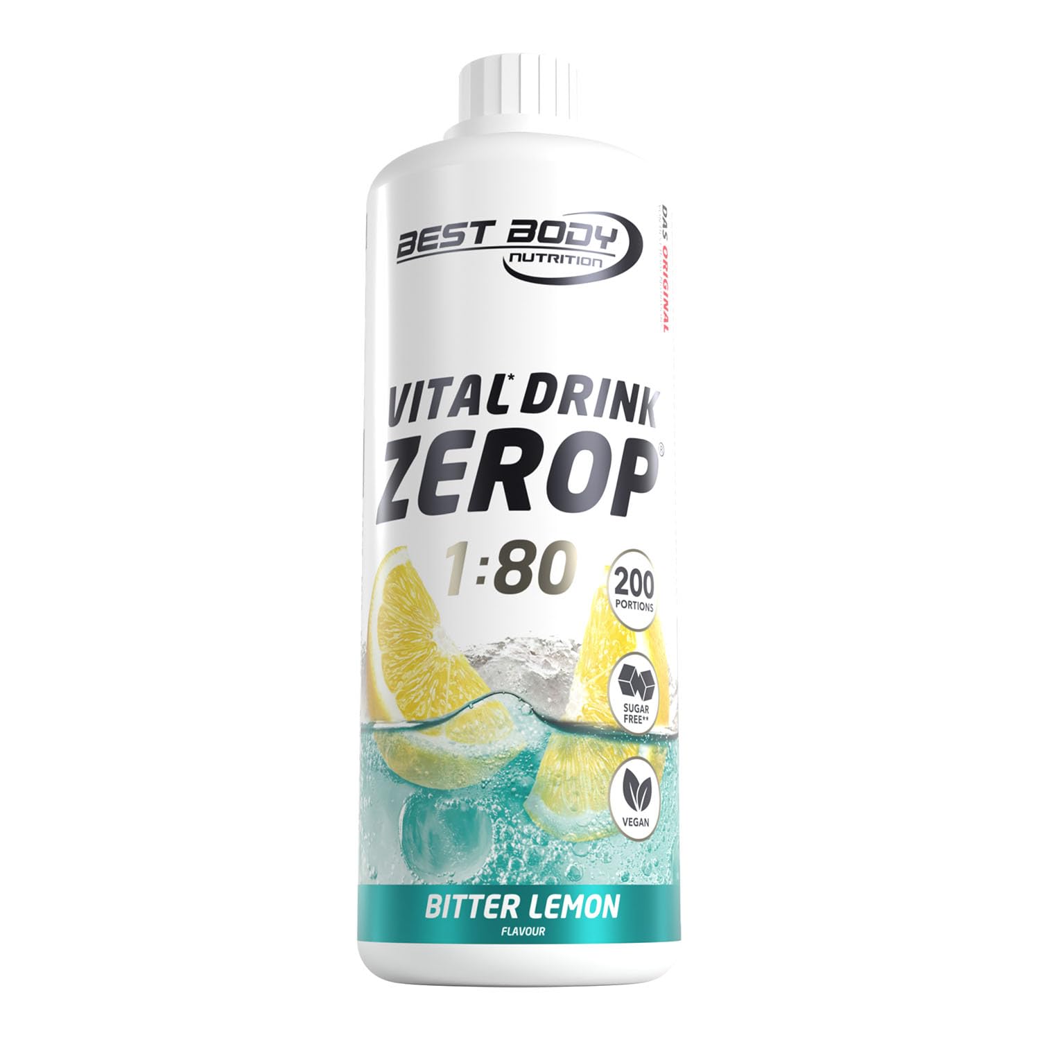 Best Body Nutrition ZEROP Sirup Bitter Lemon zuckerfrei 1 L ohne Aspartam
