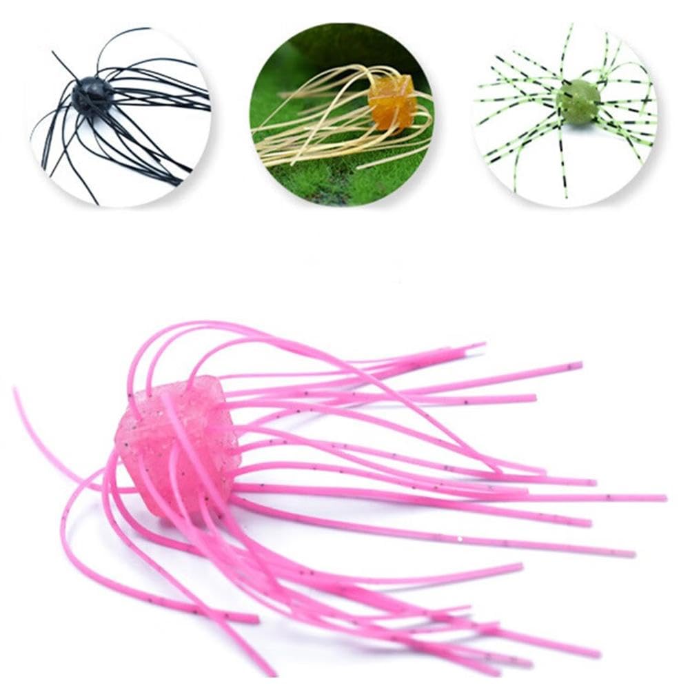 5pcs Tentacles Lure Baits, Floating Sea Urchin Soft Bait Bass Fishing Baits, Artificial Sea Urchins, Lifelike Dice Fishing Lures with Multiple Tentacles for Trout, Bass, Crappie (Pink) — view 7