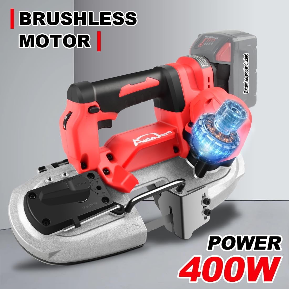 Cordless Bandsaw Compatible with Milwaukee m18 Battery 2-1/5 Inch Cutting Capacity Brushless Metal Bandsaw 7 Variable Speeds Portable Band Saw for Wood, Plastic, Metal (NO Battery)