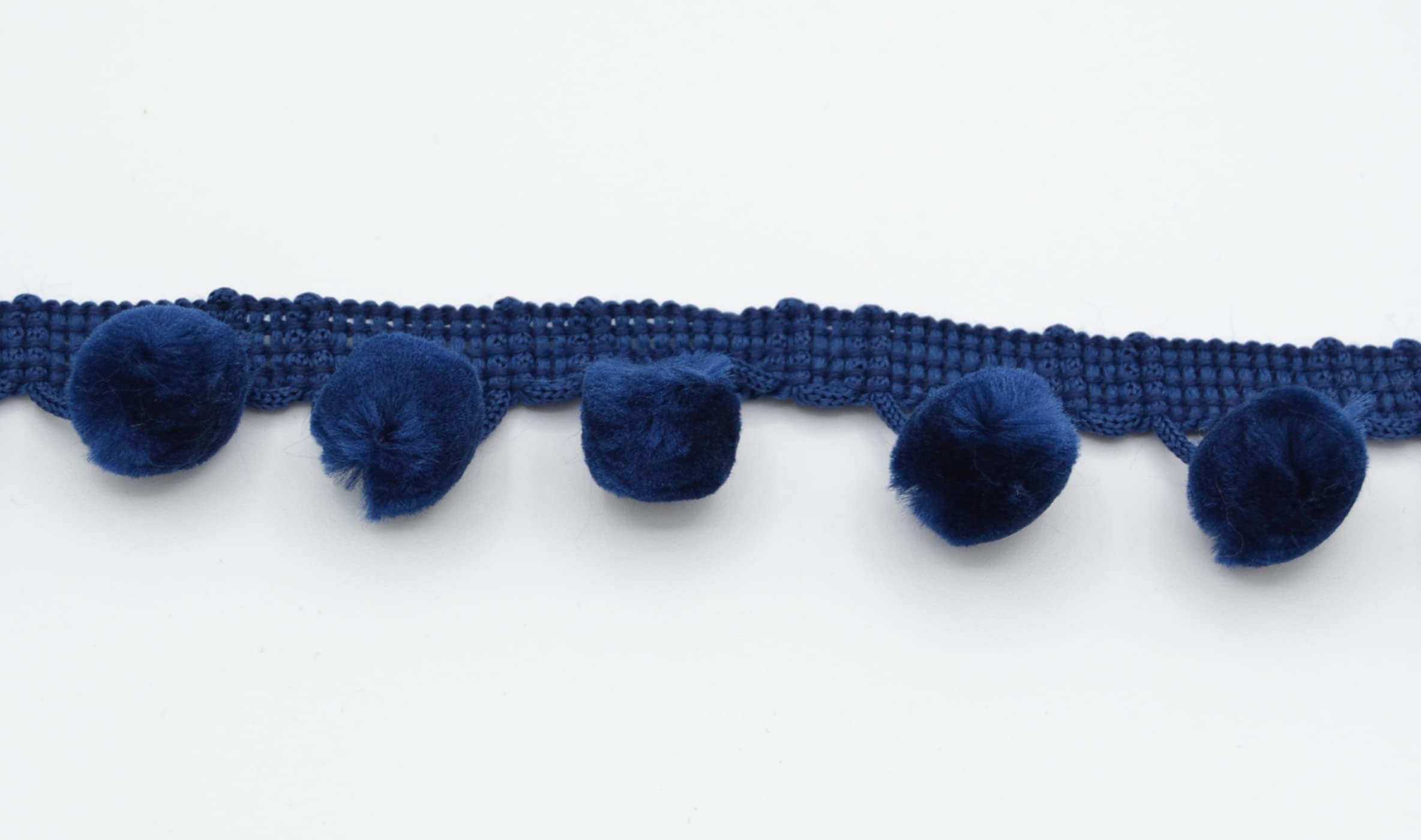 celloexpress Soft Pom Pom Fringe Trim - 15mm - Arts & Crafts | Cushions | Garments | Kids Bedroom (Navy Blue, 5m - 500cm)