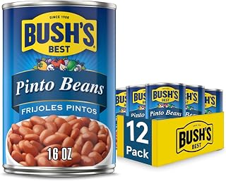 Bush's Best Canned Pinto Beans 16 oz Pack of 12 - Plant-Based Protein Fiber Low Fat Gluten Free for Soups Salads Chili