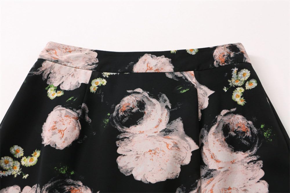 Gonne Da Donna,Gonna Longuette In Chiffon Leggero Estivo Per Donna Boho Floral Gonna Avvolta Sui Fianchi Gonna A Coda Di Pesce Con Volant Increspato Cerniera Posteriore A-Line Elegante Gonne Lunghe