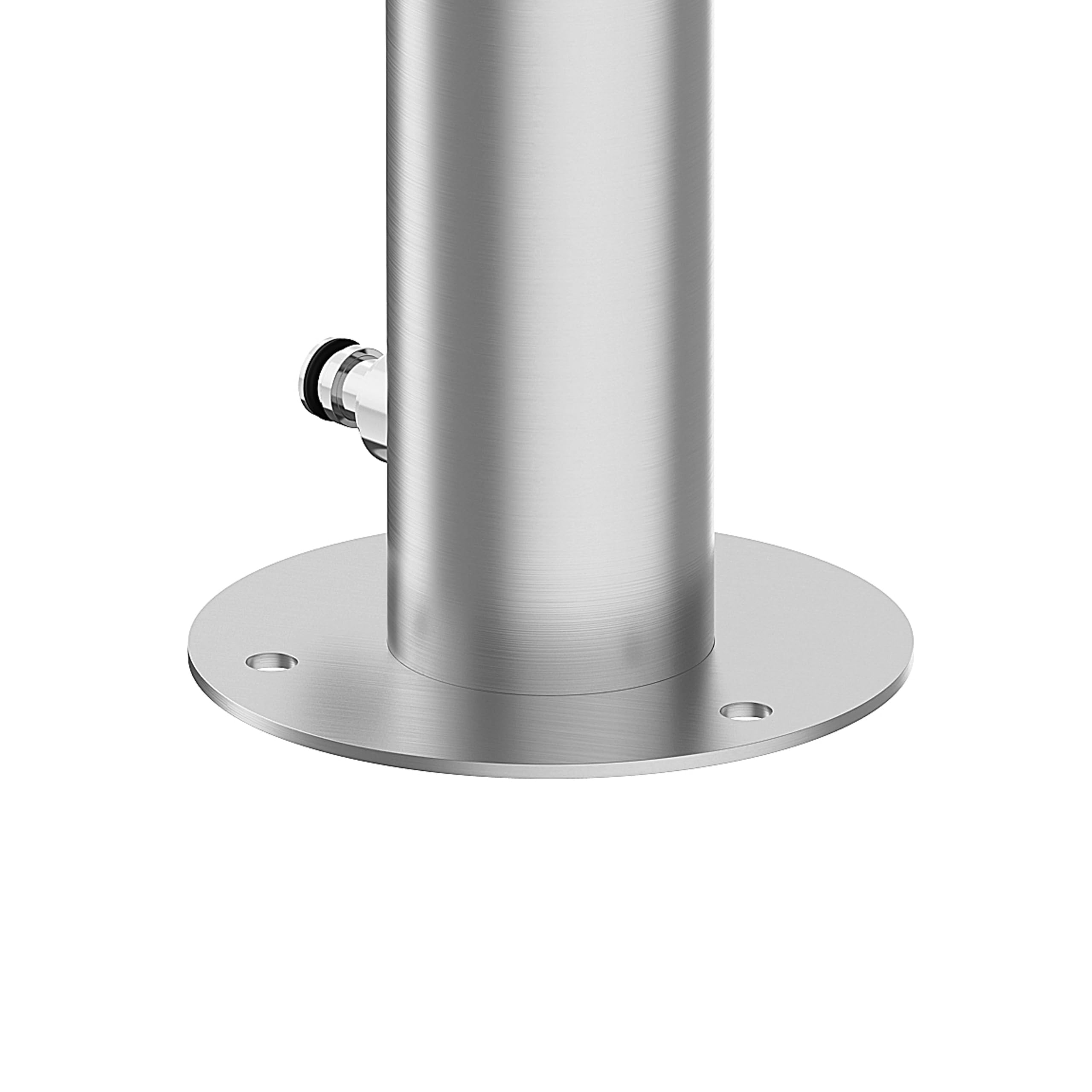 Edelstahl Wasserzapfsäule 93 cm Garten Wasserhahn Säule Ø 63 mm Edelstahl 304 gebürstet 2 Auslässe verdeckter Wasserzulauf stabile Bodenmontage Zapfstelle für Garten & Terrasse
