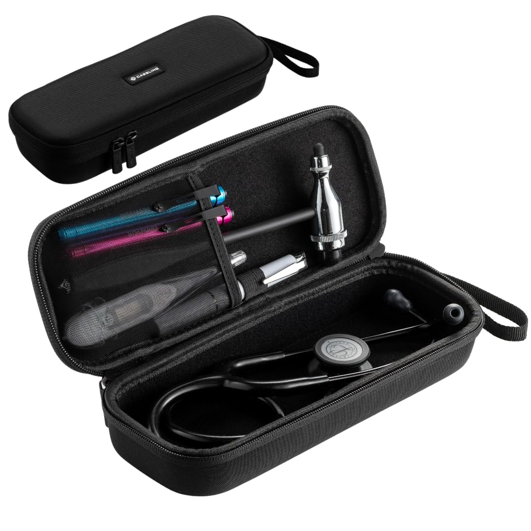 caseling Stethoscope Case For 3M Littmann Classic III, Lightweight II S.E, Cardiology IV Diagnostic, MDF Acoustica - Hard Case for Medical Tools with Pocket for Nurse Accessories - EVA Nursing Holder