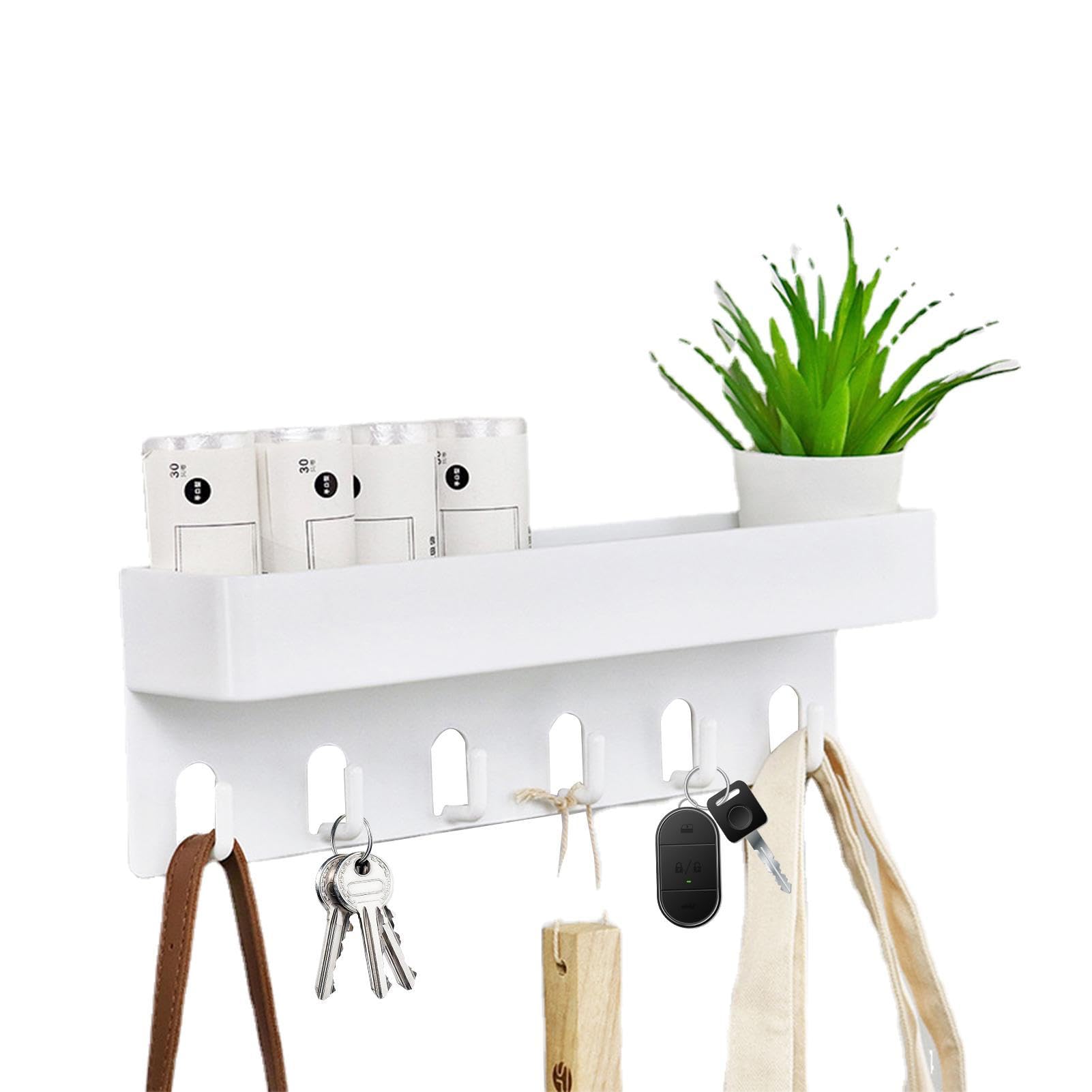 Wall Coat Hook - Farmhouse Wall Hooks Key Rack Holder | Coat Rack Wall Mounted, Farmhouse Wall Hooks, Mail Holder with 6 Hooks for Towels, Hats, Shower Zorq