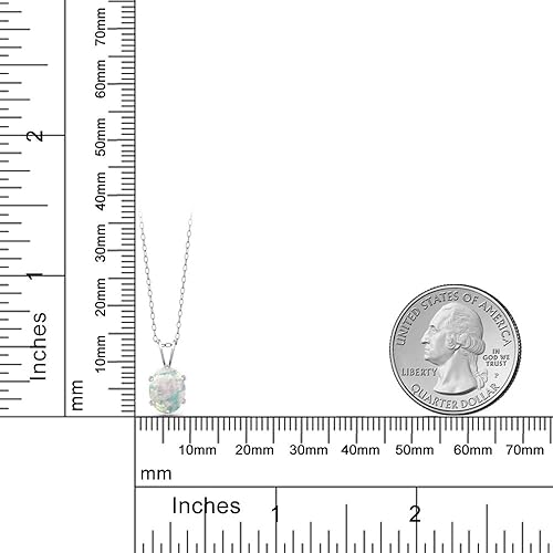 Miniatura 3 de Gem Stone King Collar con colgante de piedra natal ovalada de plata de ley 925 de 0.315 x 0.236 in para mujer con cadena de plata de 18 pulgadas