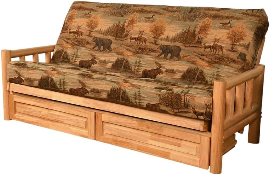 Starlight Canyon Home Brown Futons with Plush Mattress, Durable Fabric Cover, Comfortable Seating, and Modern Design for Living Room or Guest Room